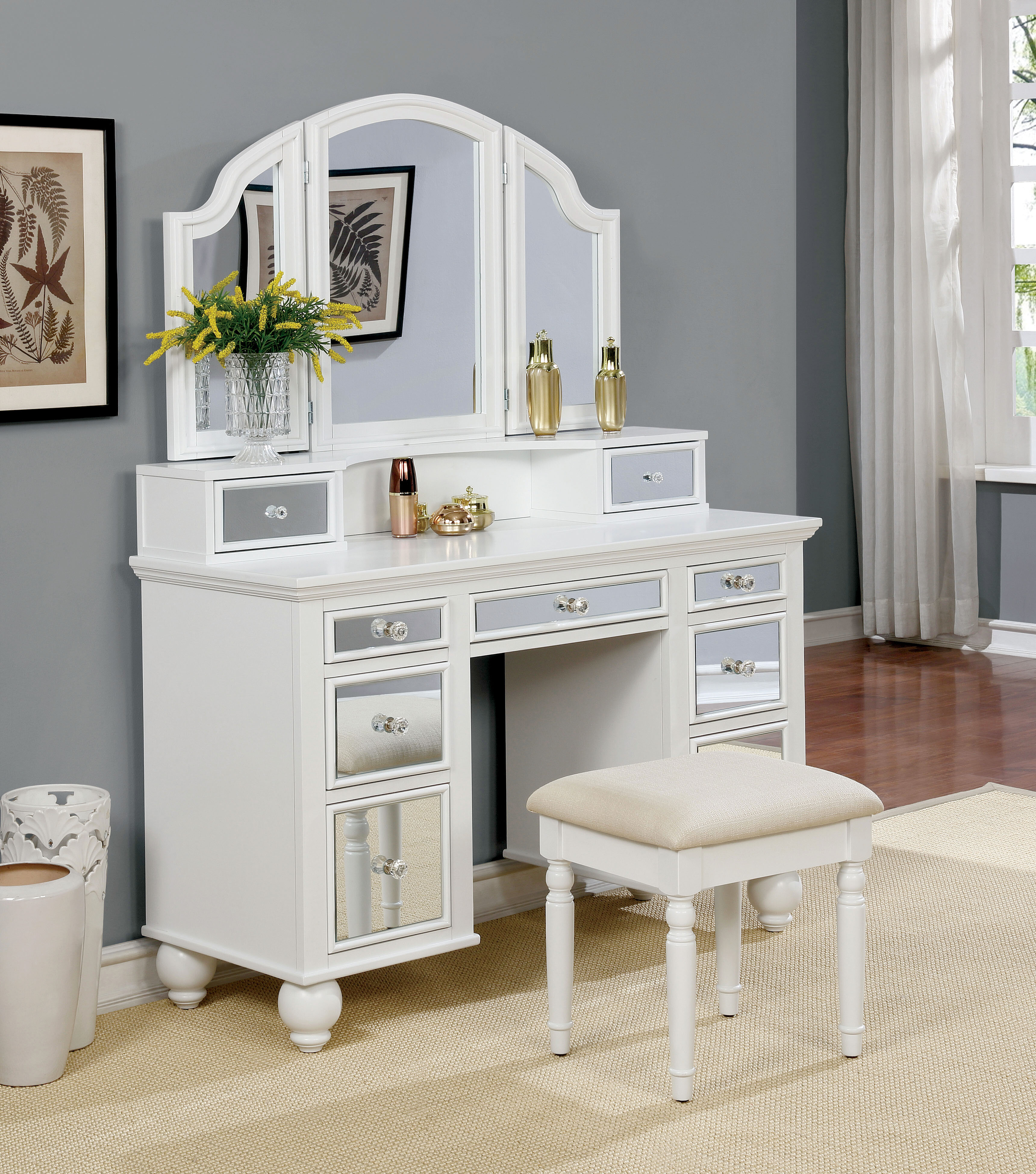 Willa Arlo Interiors Galento Dressing Table Set With Mirror