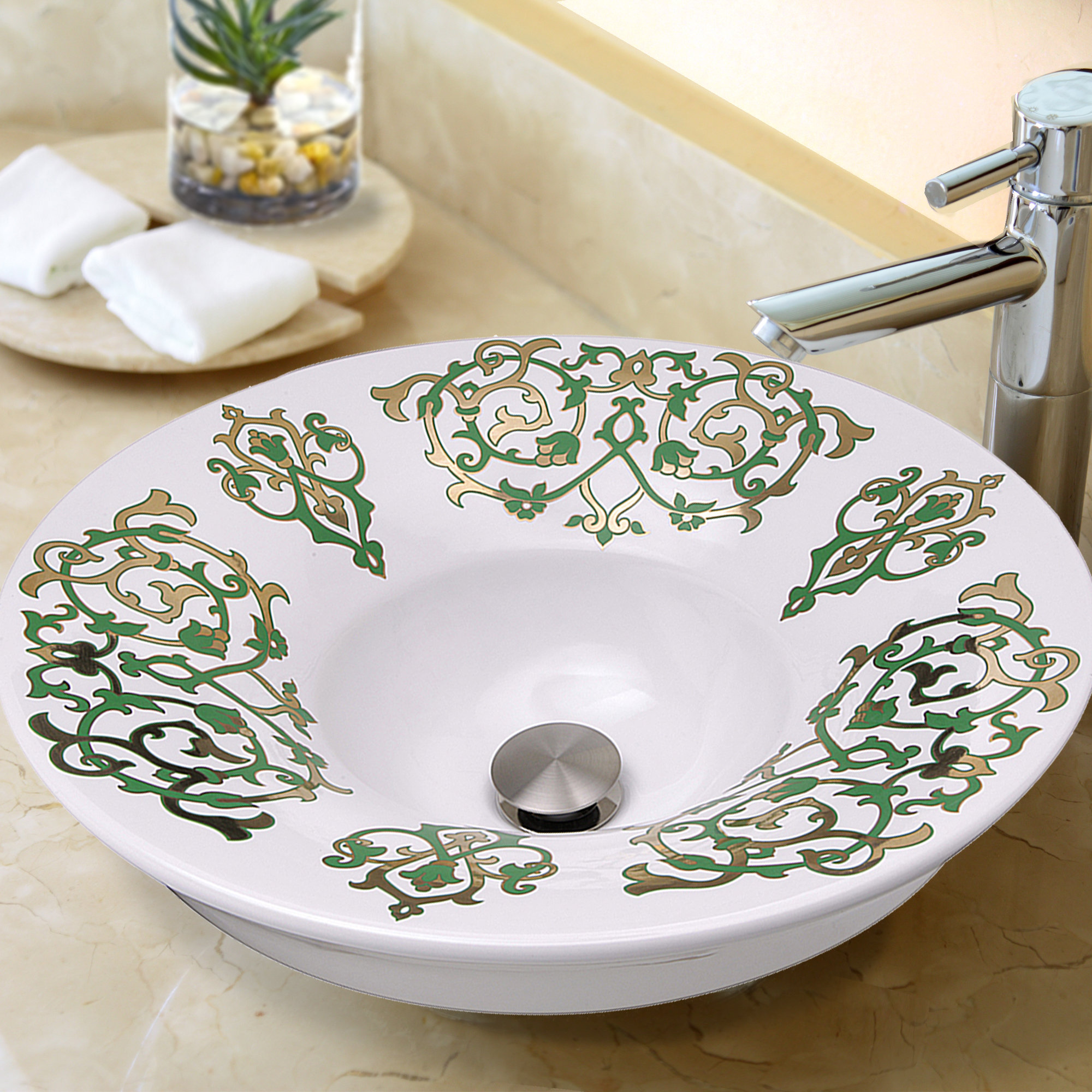 Nantucket Sinks Regatta White/Green Circular SemiRecessed Vessel