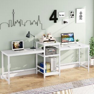 two person desk white