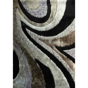 Shaggy Viscose Design Gray/Black Area Rug