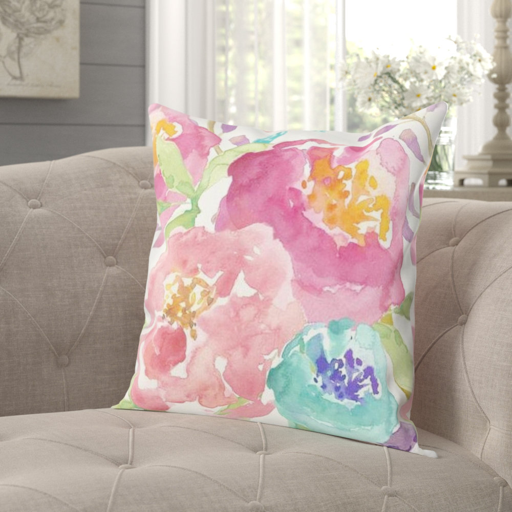 bright floral throw pillows