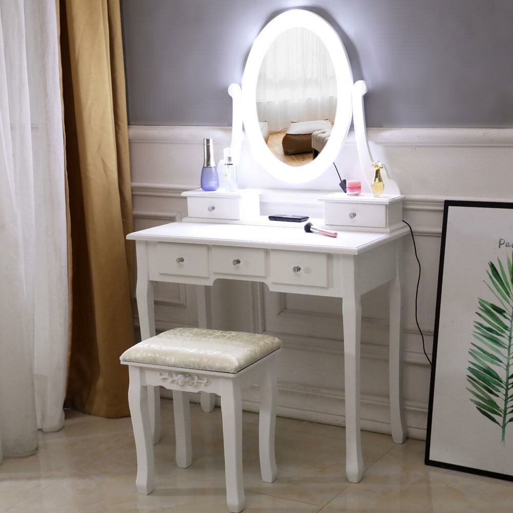 House Of Hampton Vanity Table 10 Led Lights Bedroom Vanities Set White Wayfair Ca