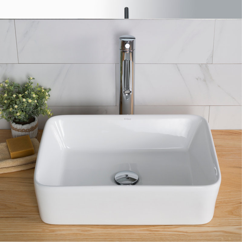 Elavo Ceramic Rectangular Vessel Bathroom Sink