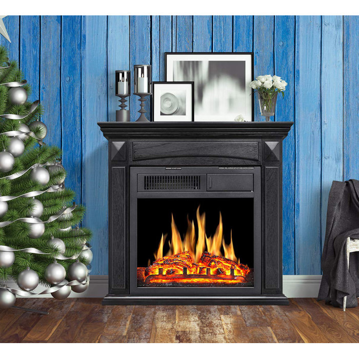 Charlton Home Swedish Hill Mantel Wooden Electric Fireplace