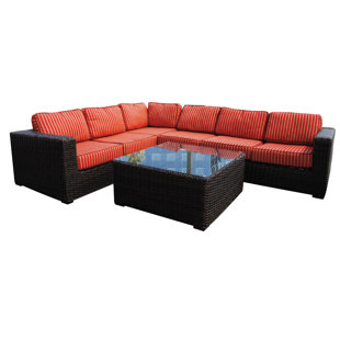 Rattan And Bamboo Furniture Wayfair Santa Monica 5 Piece Rattan Sectional Set With Sunbrella Cushions By Teva Furniture
