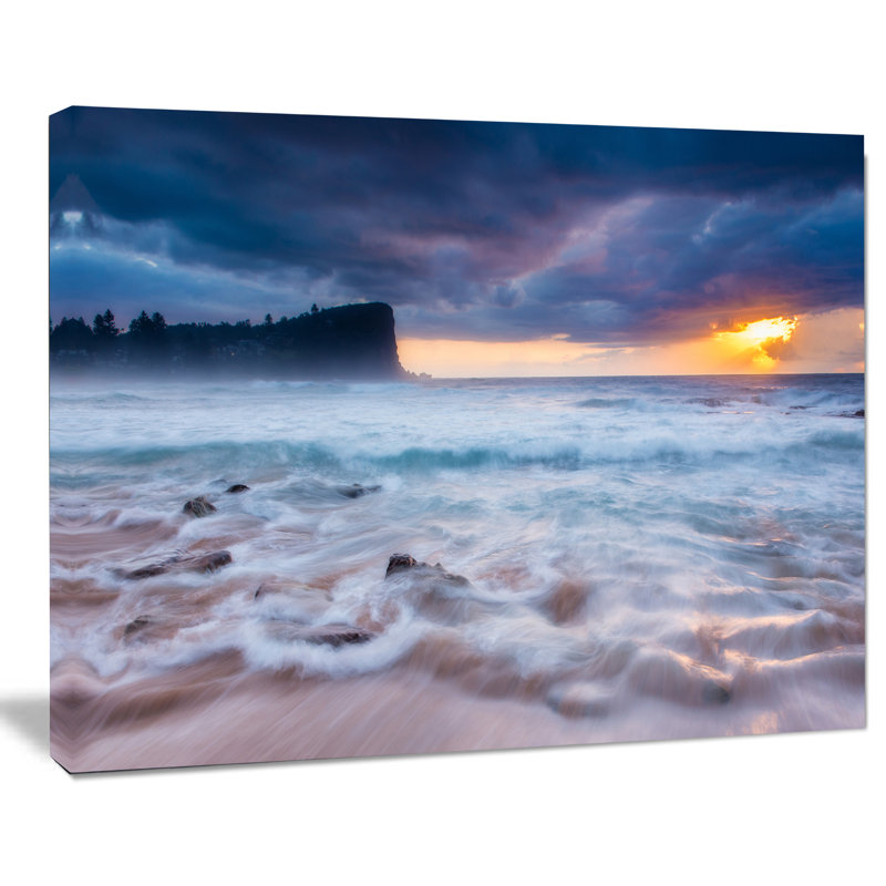 Designart Incredible Sunset With White Waves Large Seashore Photographic Print On Wrapped Canvas Wayfair Shop with afterpay on eligible items. wayfair