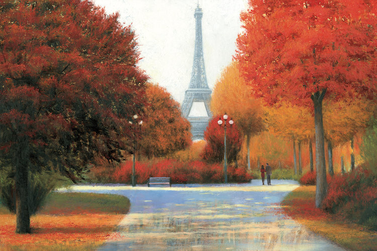 East Urban Home Autumn In Paris Couple Painting Print On Wrapped Canvas Wayfair