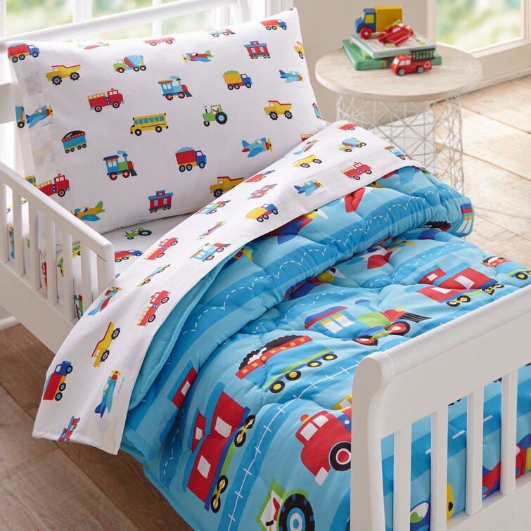 Carousel Designs Construction Trucks Toddler Bed Sheet Top Flat