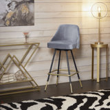 Coupland Swivel Adjustable Height Bar Stool by Everly Quinn