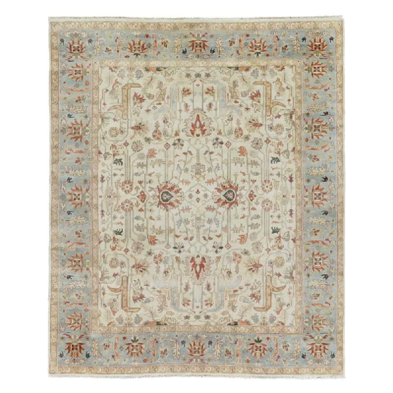 Exquisite Rugs Serapi Hand Knotted Wool Ivory Light Blue Area Rug Perigold