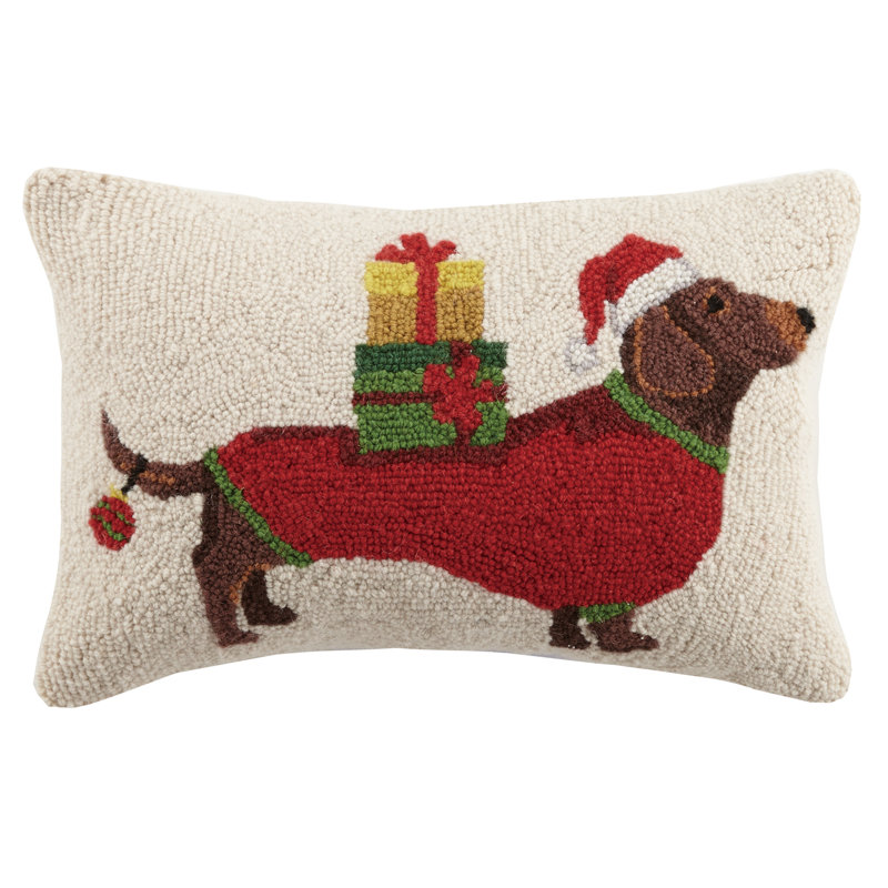 Peking Handicraft Christmas Dachshund Hook In Presents Wool Lumbar