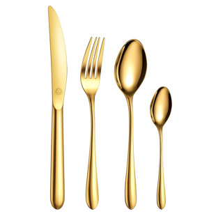 New Stylish Design 32 Pcs Elegant Gold Plated Cutlery Set For Fine Dining 