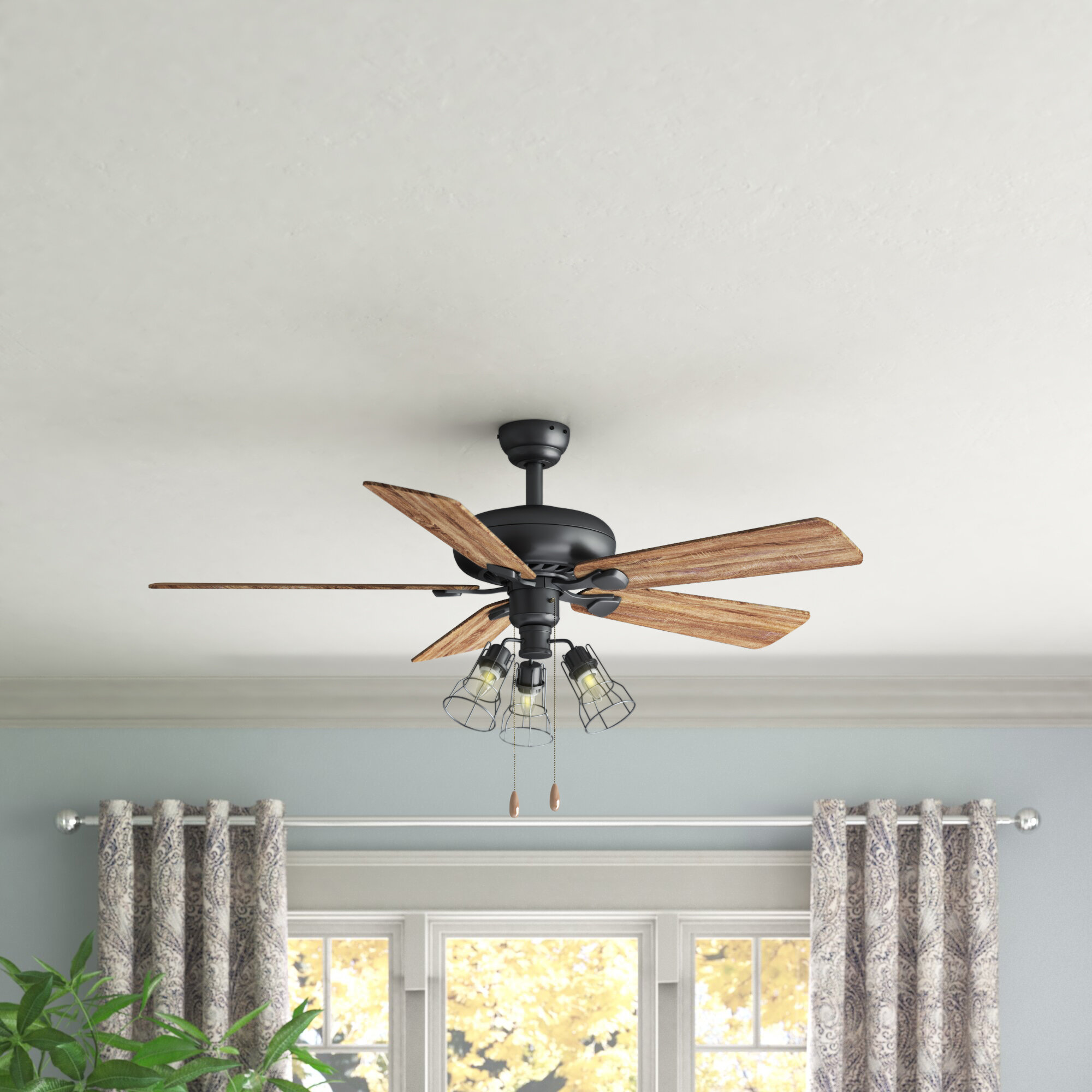 56" Indoor Ceiling Fan Light Reversible Blades Vintage Look Crystal Chandelier 
