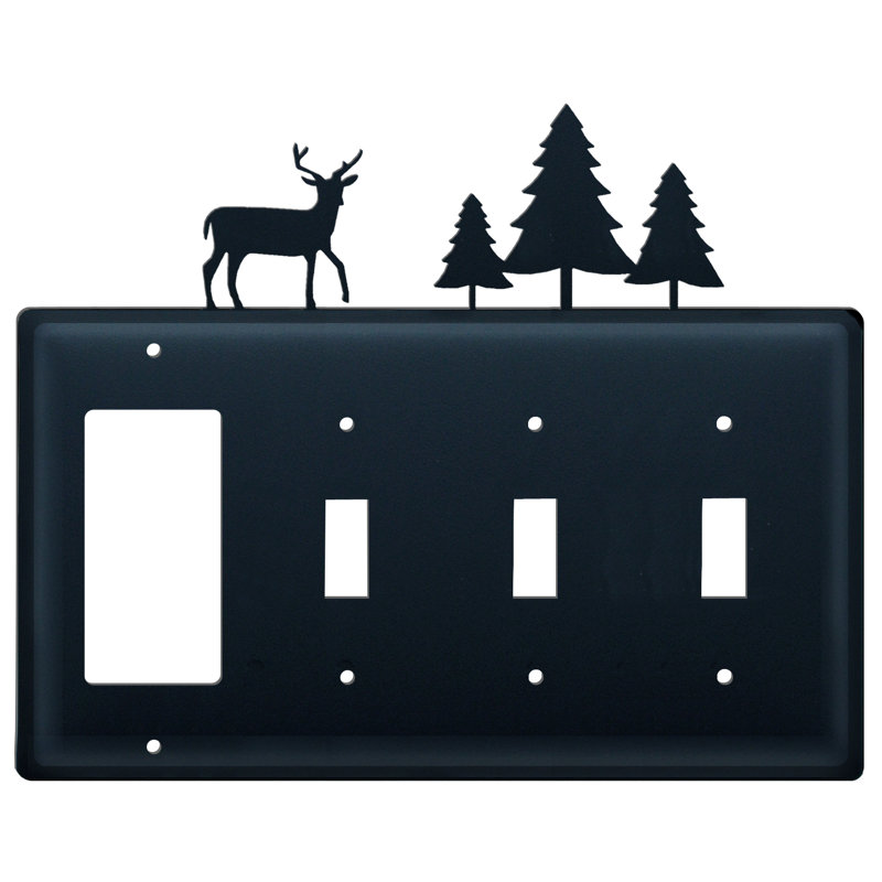 Village Wrought Iron Deer And Pine Trees 4 Gang Toggle Light Switch Rocker Combination Wall Plate Wayfair
