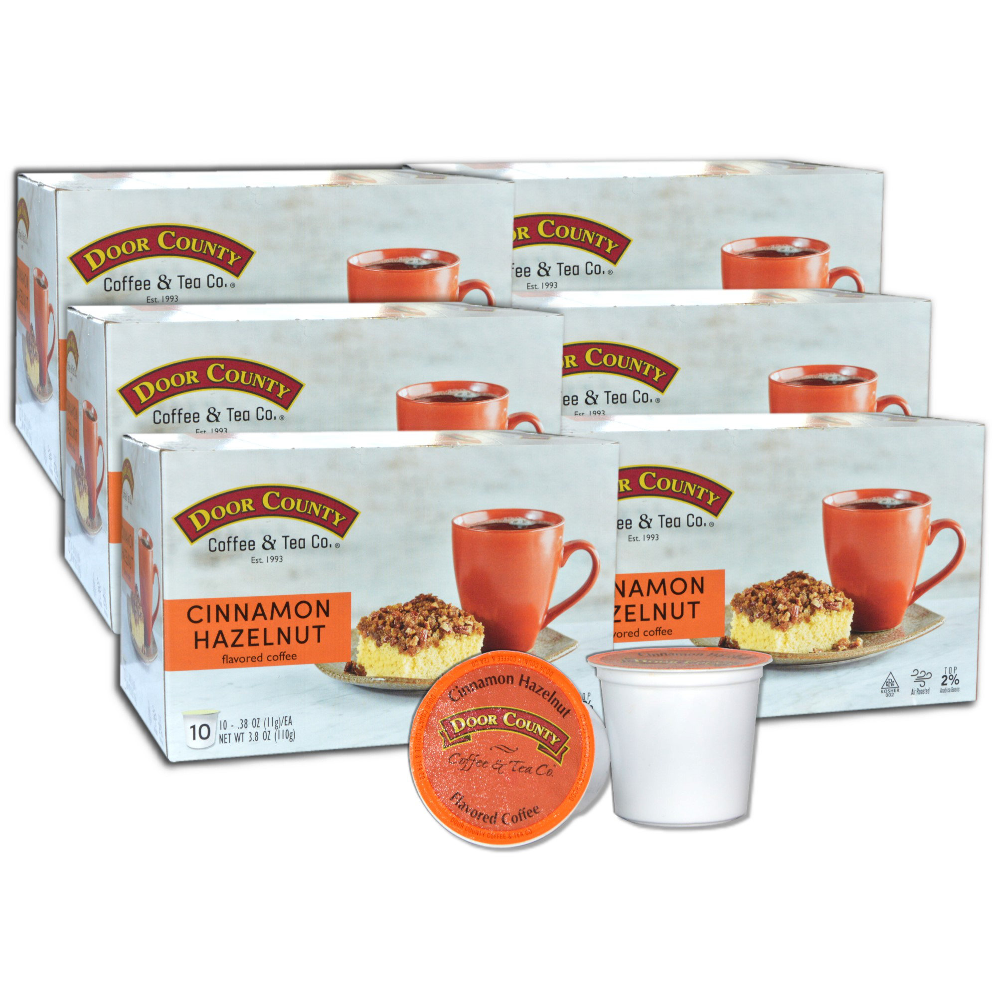 Door County Coffee, Single Serve Cups for Keurig Brewers, Cinnamon \u0026 H