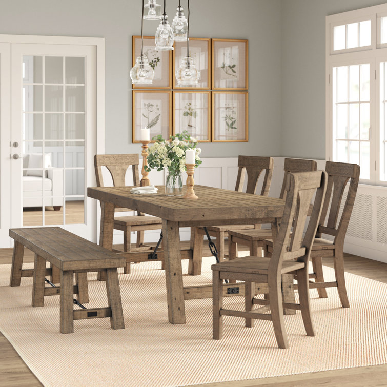 Cornelia Extendable Pine Solid Wood Dining Set & Reviews Birch Lane