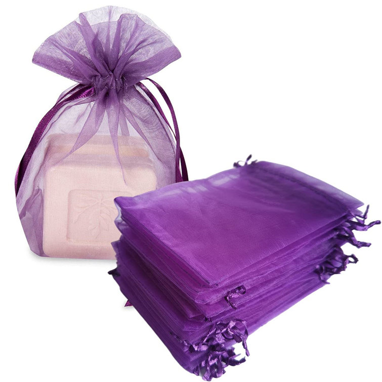 100 Purple Organza Wedding Party Favor Gift Bags Candy Sheer Bag Jewelry Pouches 