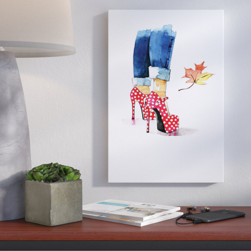 Brayden Studio Red Dots Heels Painting Print On Wrapped Canvas