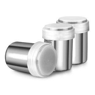 Stainless Steel Dredge Shaker with Lid Stainless Steel Powder Shaker Powder Sugar Coffee Cocoa Shaker Dredges with Fine-Mesh Lid Sprinkler