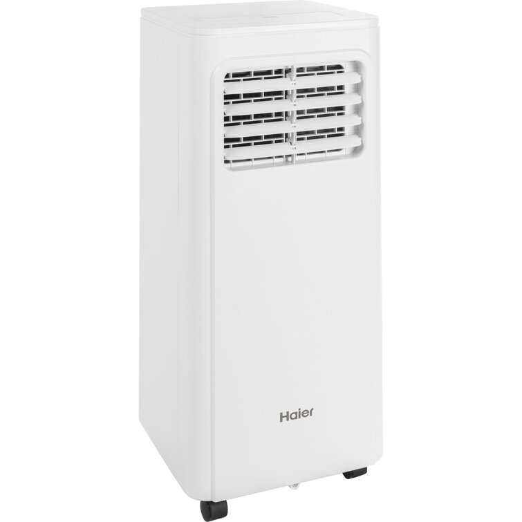 Fan White Haier QPCD08AXLW 8000 BTU 250 Square Foot Electric Portable Air Conditioner AC Cooling Unit with Remote Control and Dehumidifier Modes Renewed