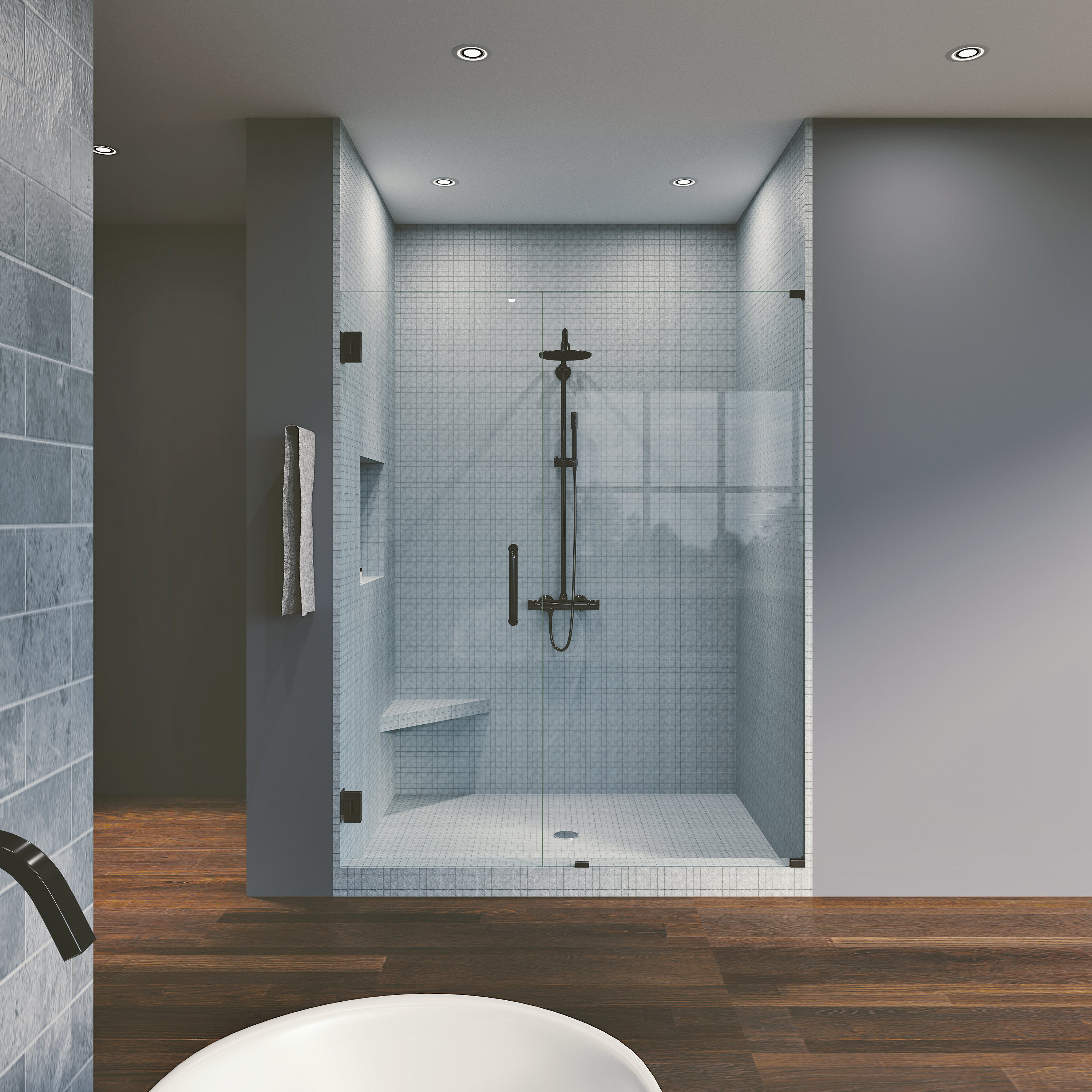 Waterfall Bath Enclosures 63 75 X 76 Hinged Frameless Shower