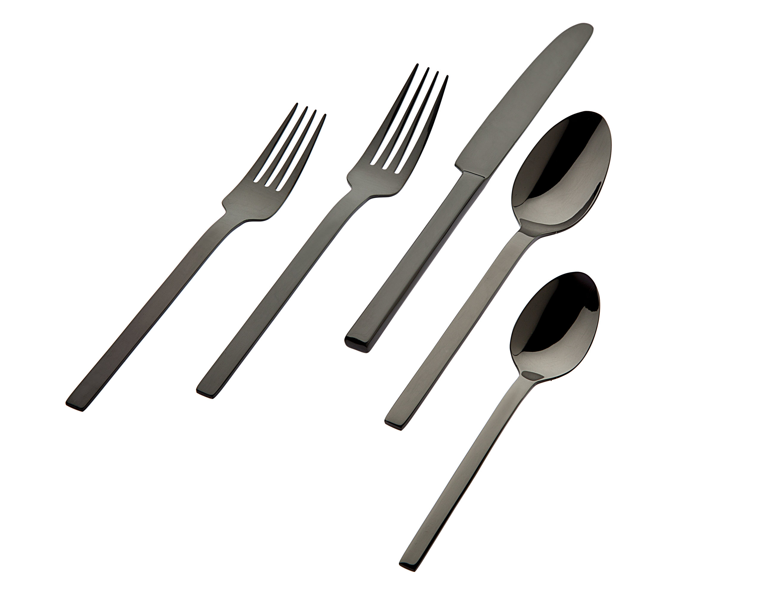 Oneida MIDNIGHT Gold Black Accent Glossy USA Stainless Flatware SALAD FORKS 6 