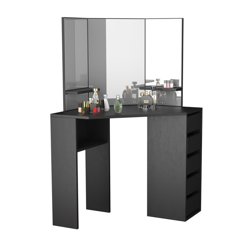 Orren Ellis Roode Corner Makeup Vanity With Mirror Reviews Wayfair