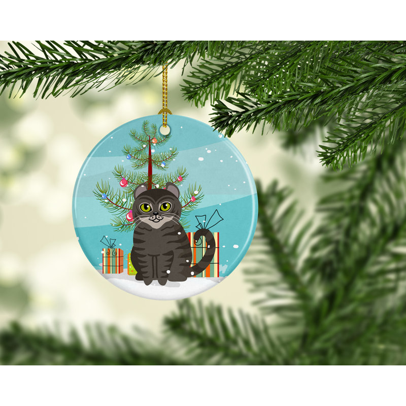 The Holiday Aisle American Curl Cat Merry Christmas Tree Ceramic