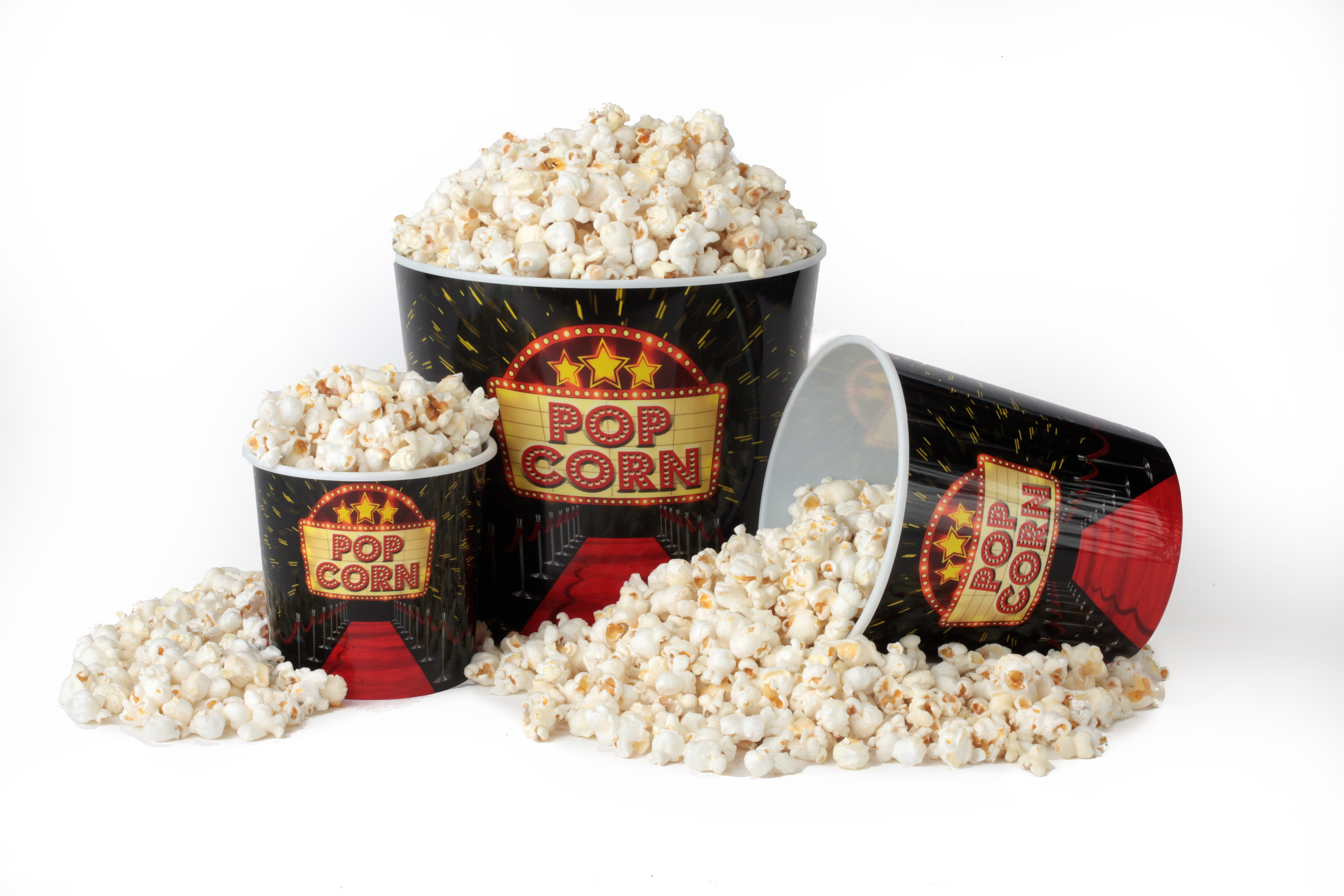 2 Retro Style Reusable Popcorn Bowl Plastic Container Movie Theater Bucket 8.5/"