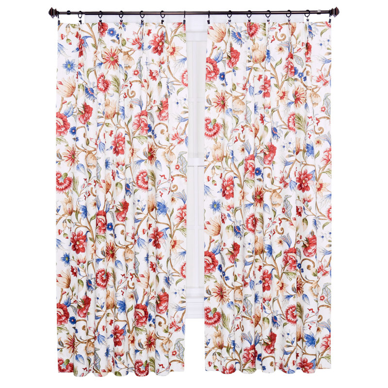 August Grove Chaslyn Floral Blackout Thermal Pinch Pleat Curtain
