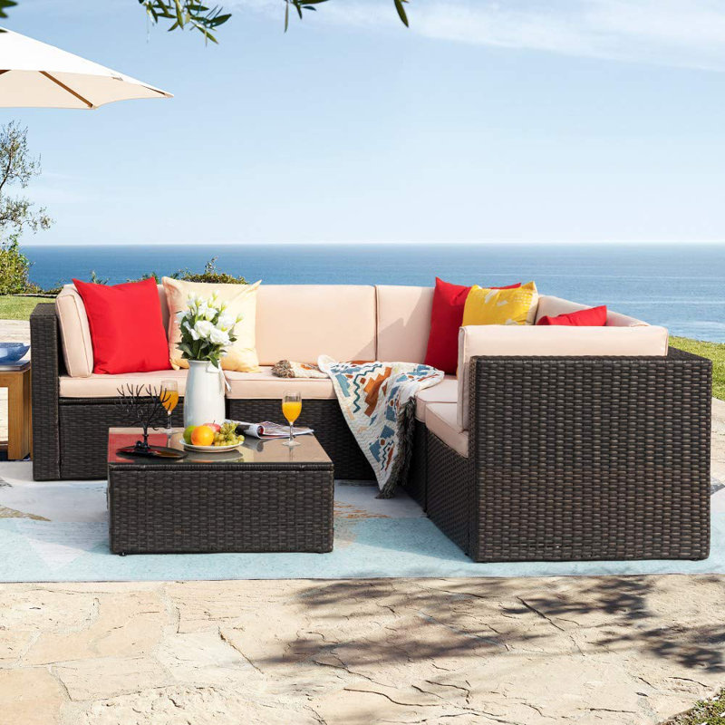 Brayden Studio Chesterle 6 Piece Sectional Seating Group With