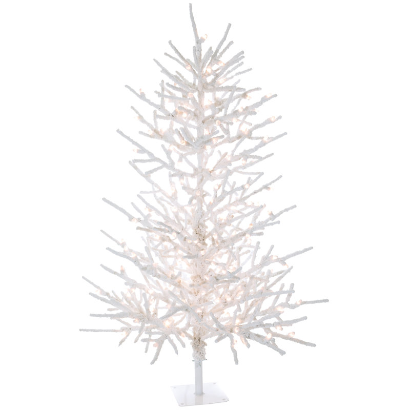 The Holiday Aisle Pre Lit Flocked Twig 7 White Artificial