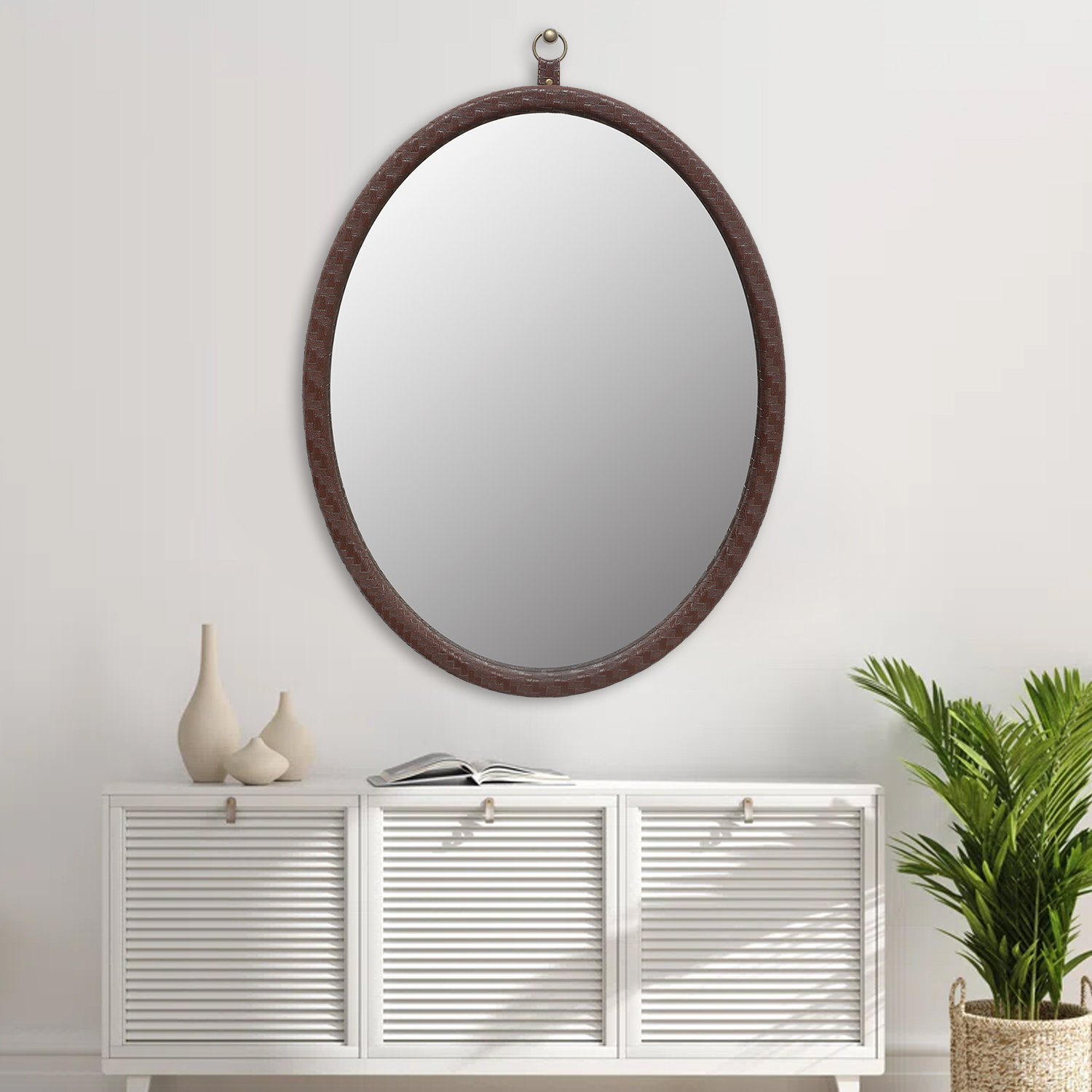 Ebern Designs Chellsey Oval Wood Wall Mirror Wayfair