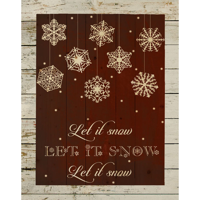 Hadleyhouseco Let It Snow Christmas Pallet Sign Textual Art On Wood In Red Wayfair