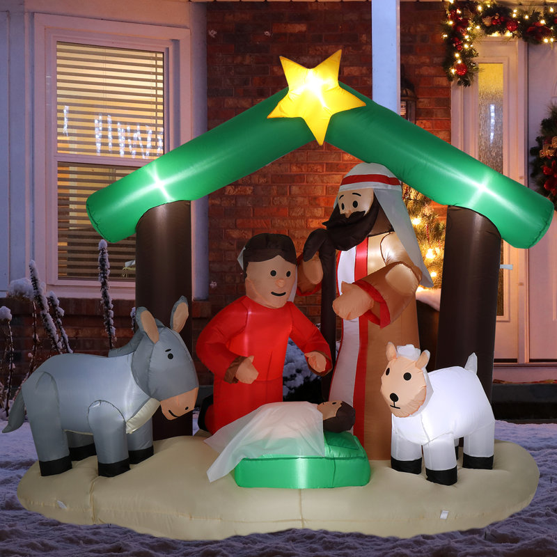 The Holiday Aisle® Christmas Snowy Night Nativity Scene Inflatable ...