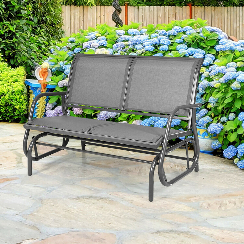 Latitude Run 48 Outdoor Patio Swing Glider Bench Chair Loveseat Rocker Lounge Backyard Grey In Grey Reviews Wayfair Ca