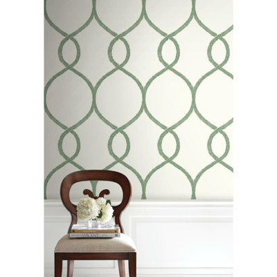 Laurel Leaf Ogee 27'27" Smooth Wallpaper Roll