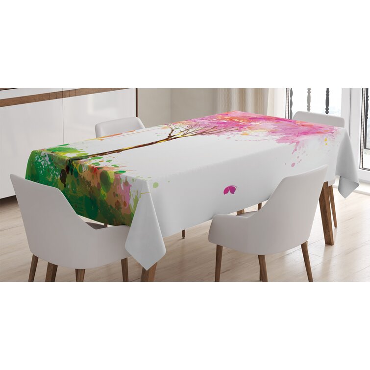 Painting of Colorful Blossoming Spring Flowers Rectangular Table Cover for Dining Room Kitchen Decor 52 X 70 Ambesonne Watercolor Tablecloth Multicolor