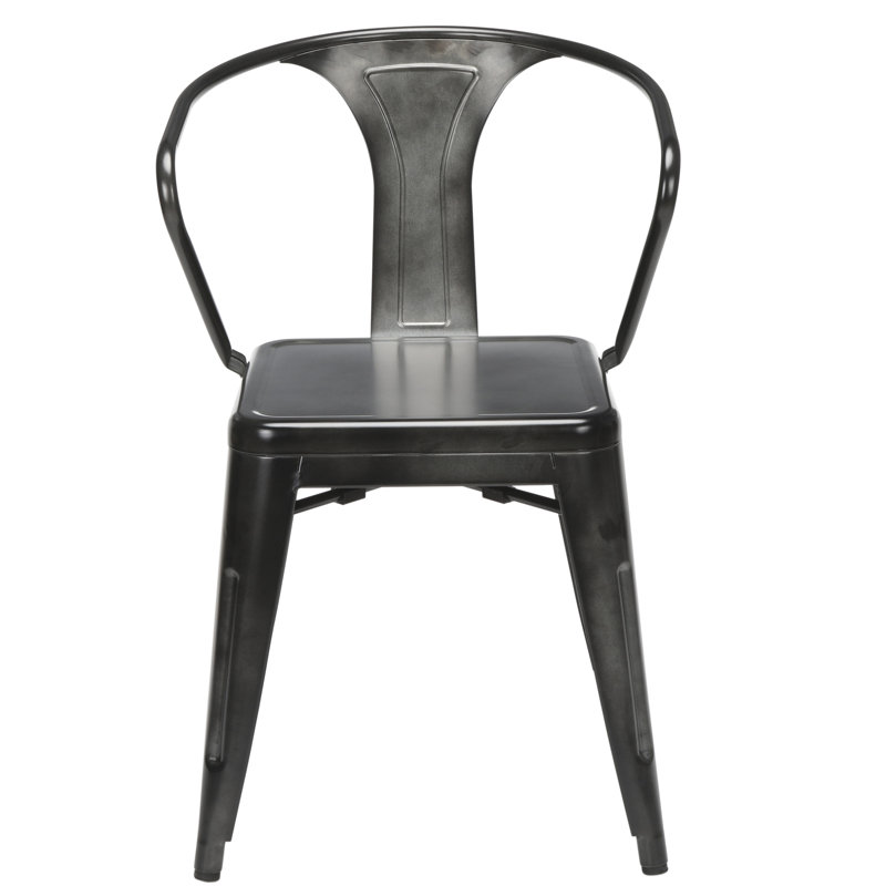 Gracie Oaks Greear Taree Mid Back Metal Galvanized Steel Stacking Patio Dining Chair Reviews Wayfair