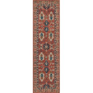Adilet Hand-Hooked Red Area Rug