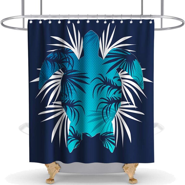 paradis de lart Tropical Sand Beach Palm Tree for Home Underwater Sea Turtle Fabric Shower Curtain Bathroom Sets with Hooks 72 X 72 Inches,with Hooks Set