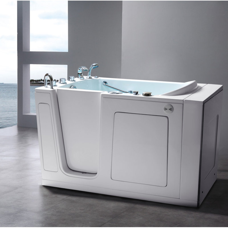 Energy Tubs 60 X 30 Walk In Soaking Fiberglass Bathtub With Faucet And Integrated Seat Wayfair