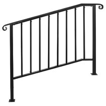 Black Handrail Brackets for Staircases Exterior External Stair Handrailing Banister Railing Kit Hand Rails Outside Handrails for Disabled Outdoor Stairs Steps 