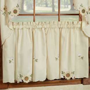 Cafe Curtains You Ll Love Wayfair Sunflower Embroidered Kitchen Tier Curtain Set Of 2