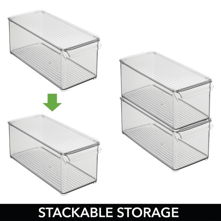 Clear/Smoke mDesign Plastic Storage Bin 2 Pack Lid for Home Office Workspace 