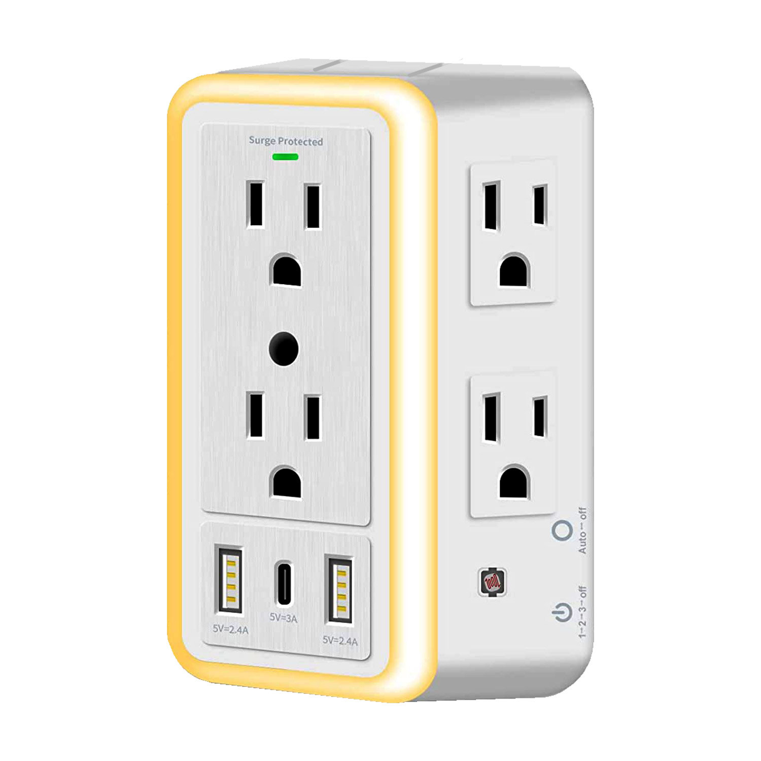 WBM SMART Multi Plug Outlet, Surge Protector, 6Outlet Extender, 2 USB