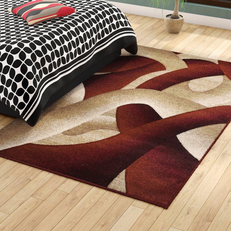 Ebern Designs Whitlock Abstract Light beige/Red Area Rug & Reviews ...