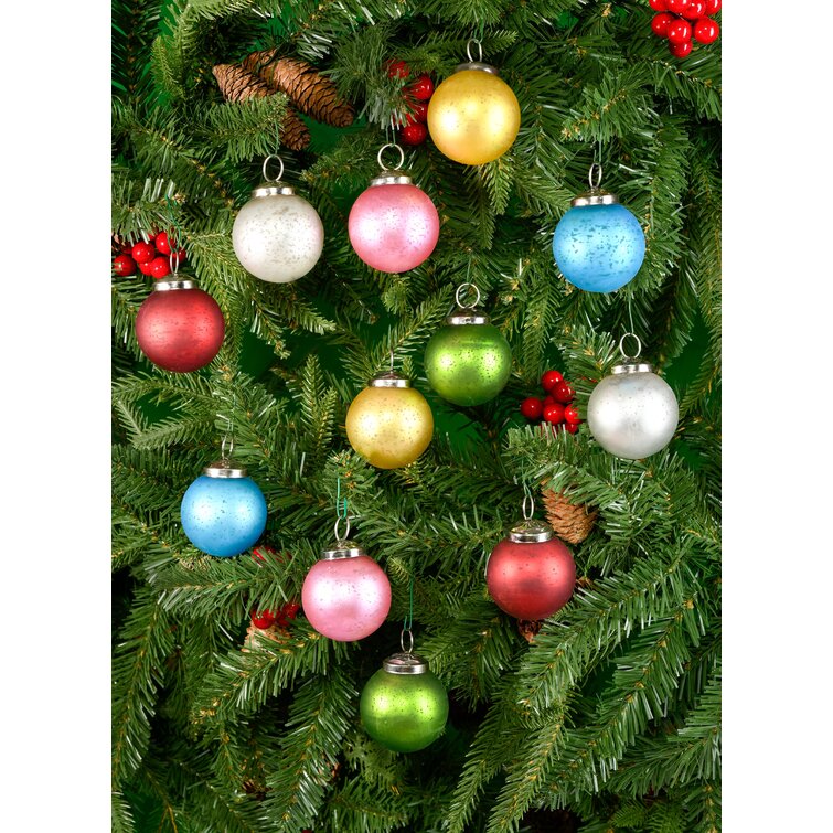 SET OF 12 GLASS CHRISTMAS TREE ORNAMENTS Holiday Decor 