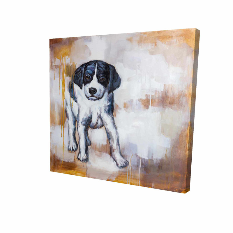 Winston Porter Curious Puppy Dog Oil Painting Print On Wrapped