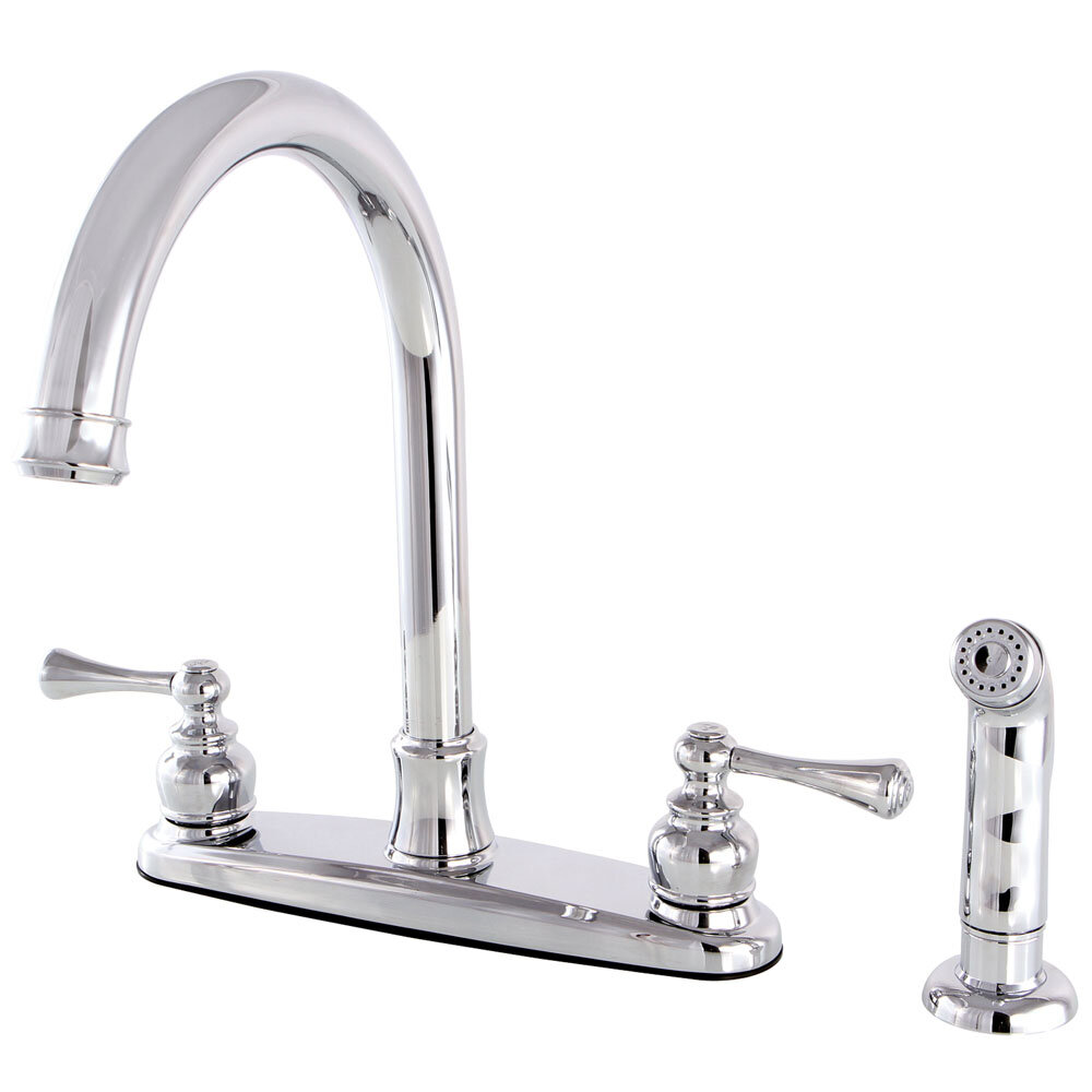 Kingston Brass Vintagedouble Handle Kitchen Faucet With Side Spray Reviews Wayfair